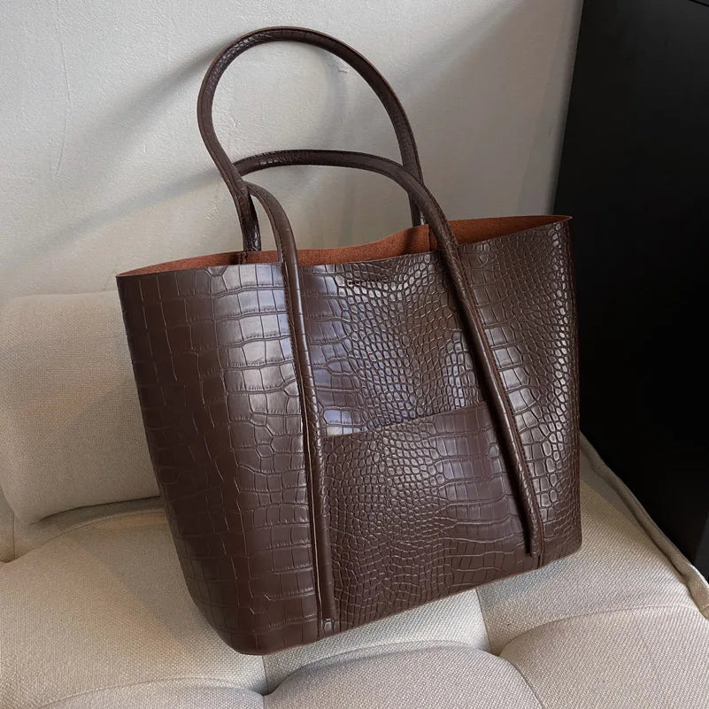 Betina | Leren Schoudertas met Croco-Structuur