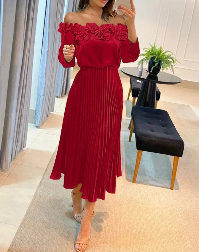 Aria | Maxi Jurk Off-Shoulder Flonkerend