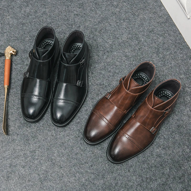 Ad | Luxe Leren Enkellaars met Gespen