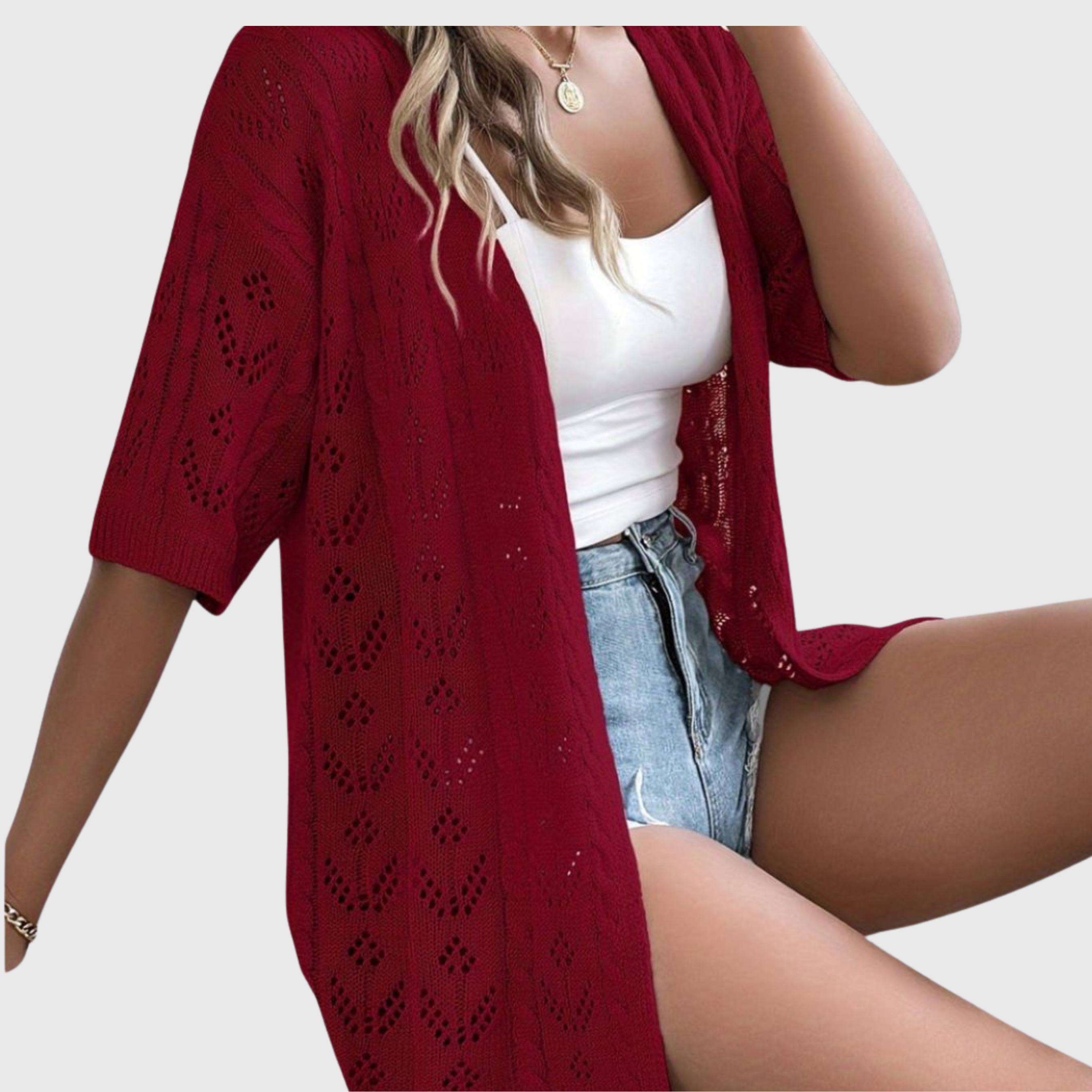 Elegante opengewerkte cardigan voor dames - zomerstijl