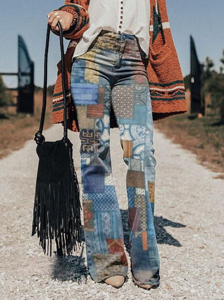 Fioralba | Patchwork Denim Flared Broek