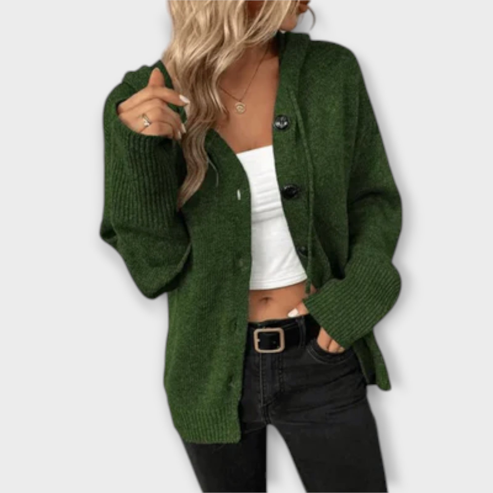 Britt – Gebreide Herfstcardigan met Knoopsluiting van Premium Wolmix