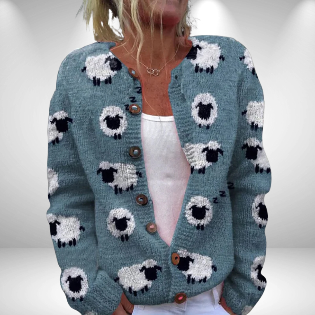 Noa | Gebreide Cardigan met Unieke Print