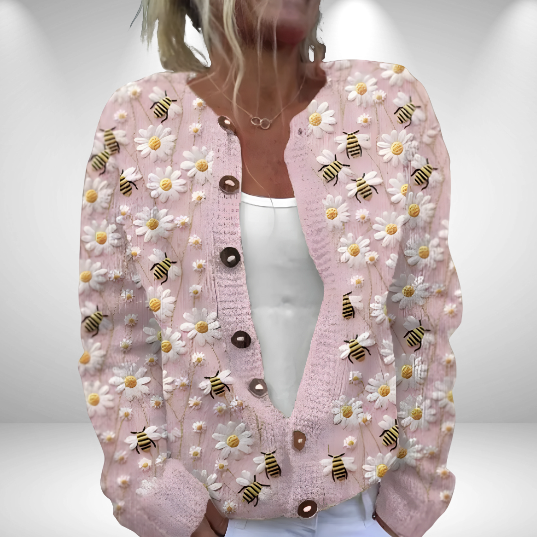 Noa | Gebreide Cardigan met Unieke Print