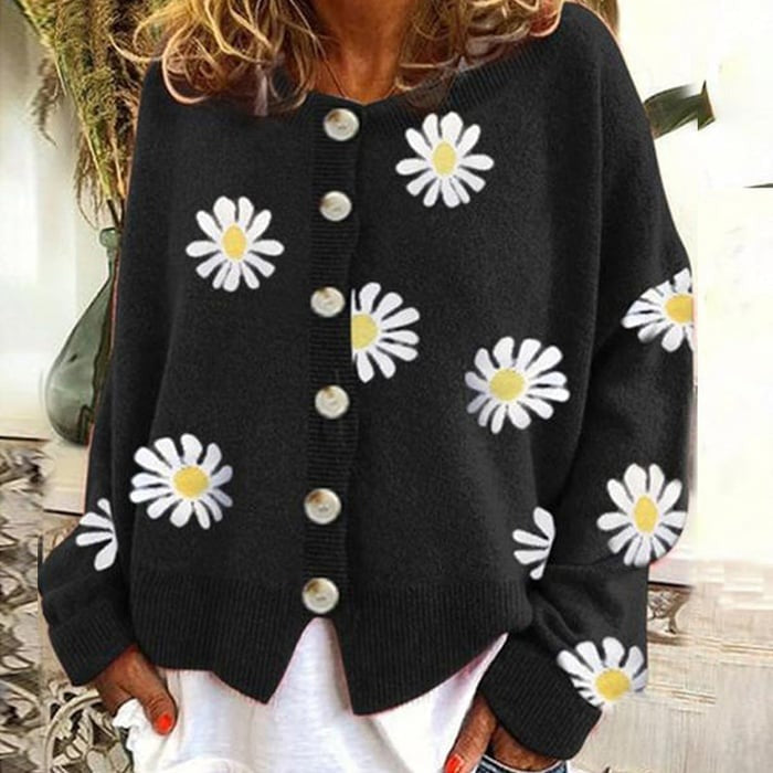 Angel | Warme Cardigan met Madeliefjes