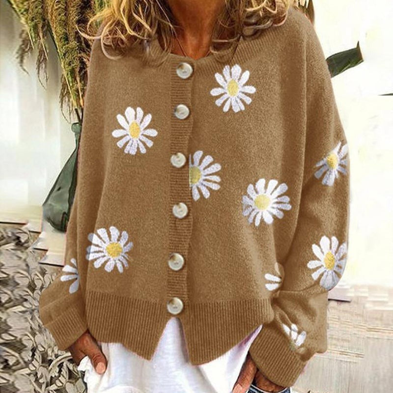 Angel | Warme Cardigan met Madeliefjes