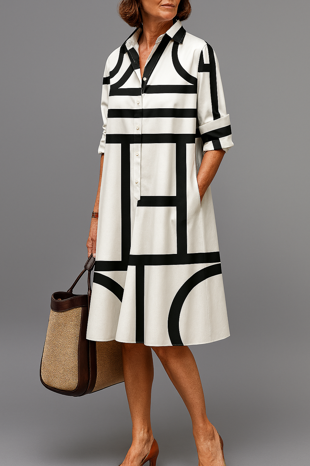 Brigitte | Luxe Midi Jurk voor Moeiteloze Elegantie