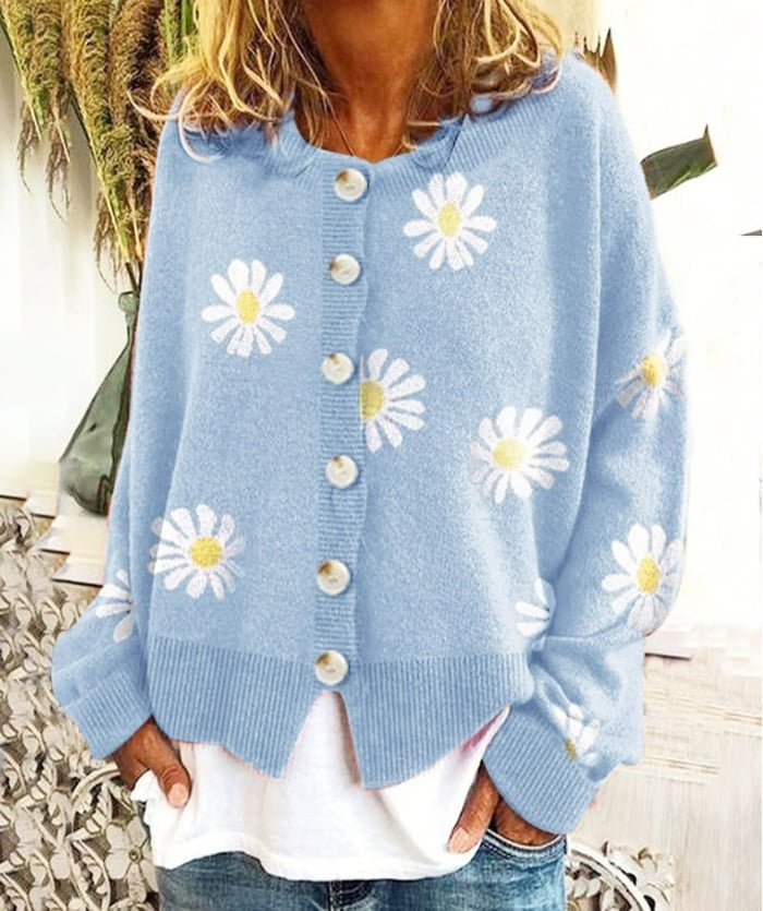Angel | Warme Cardigan met Madeliefjes