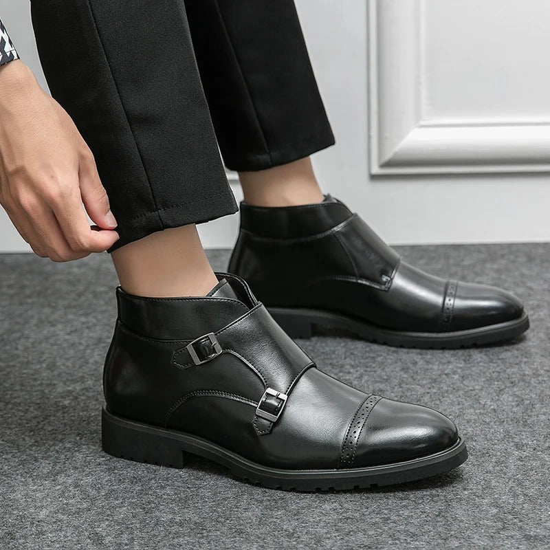 Ad | Luxe Leren Enkellaars met Gespen