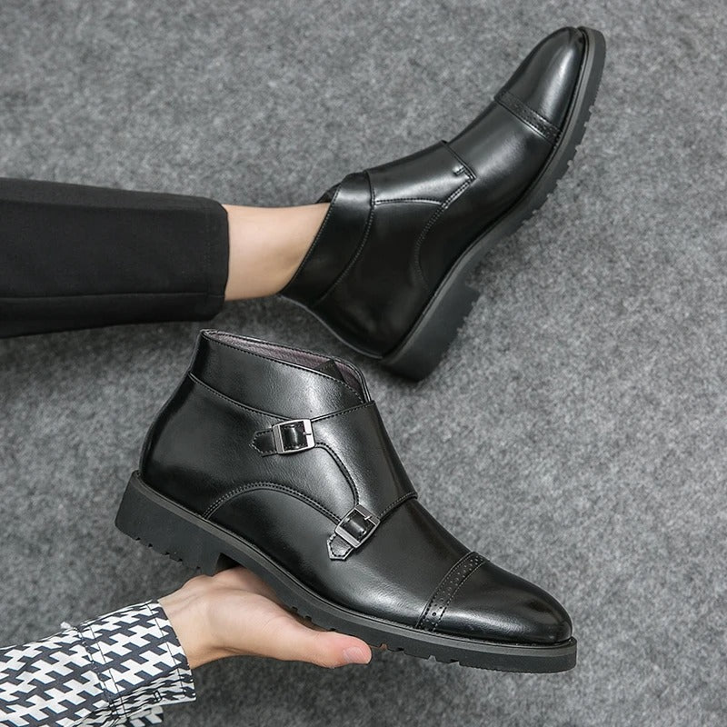 Ad | Luxe Leren Enkellaars met Gespen