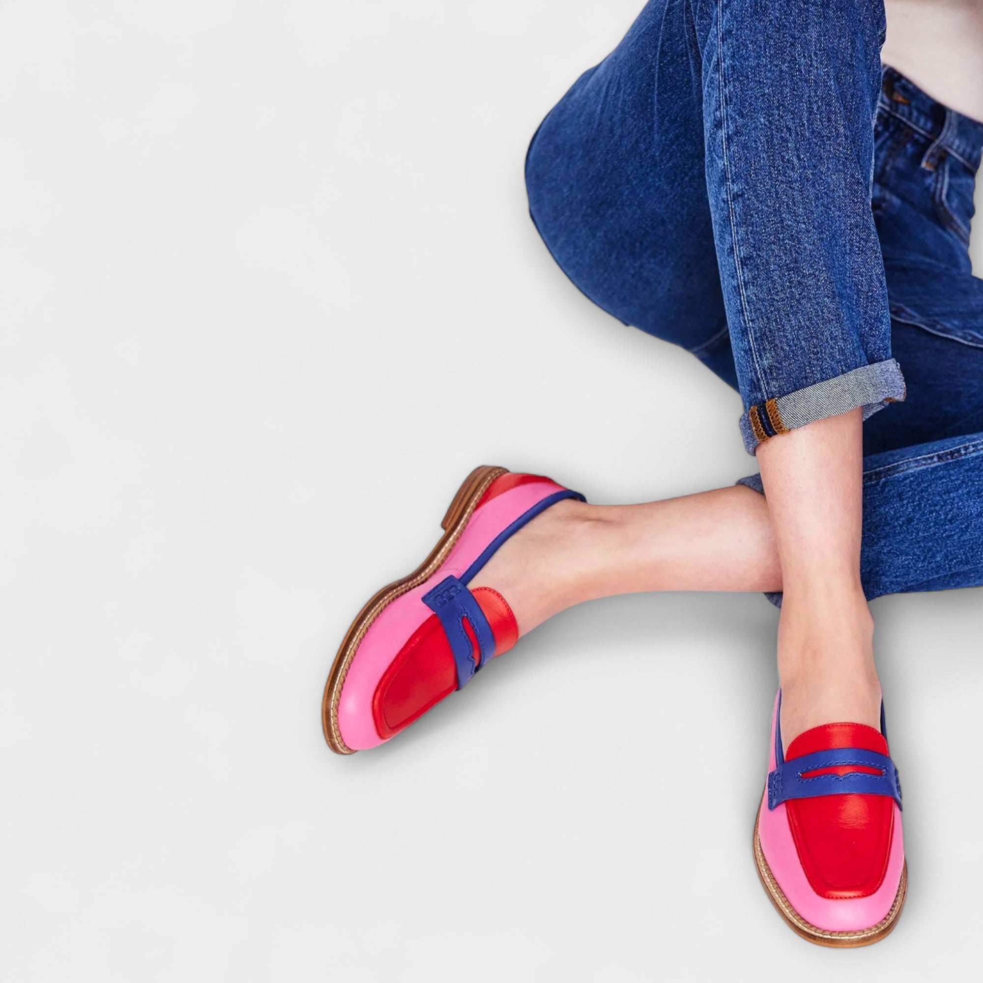 Saskia – Kleurrijke Patchwork Mocassins met Ronde Neus