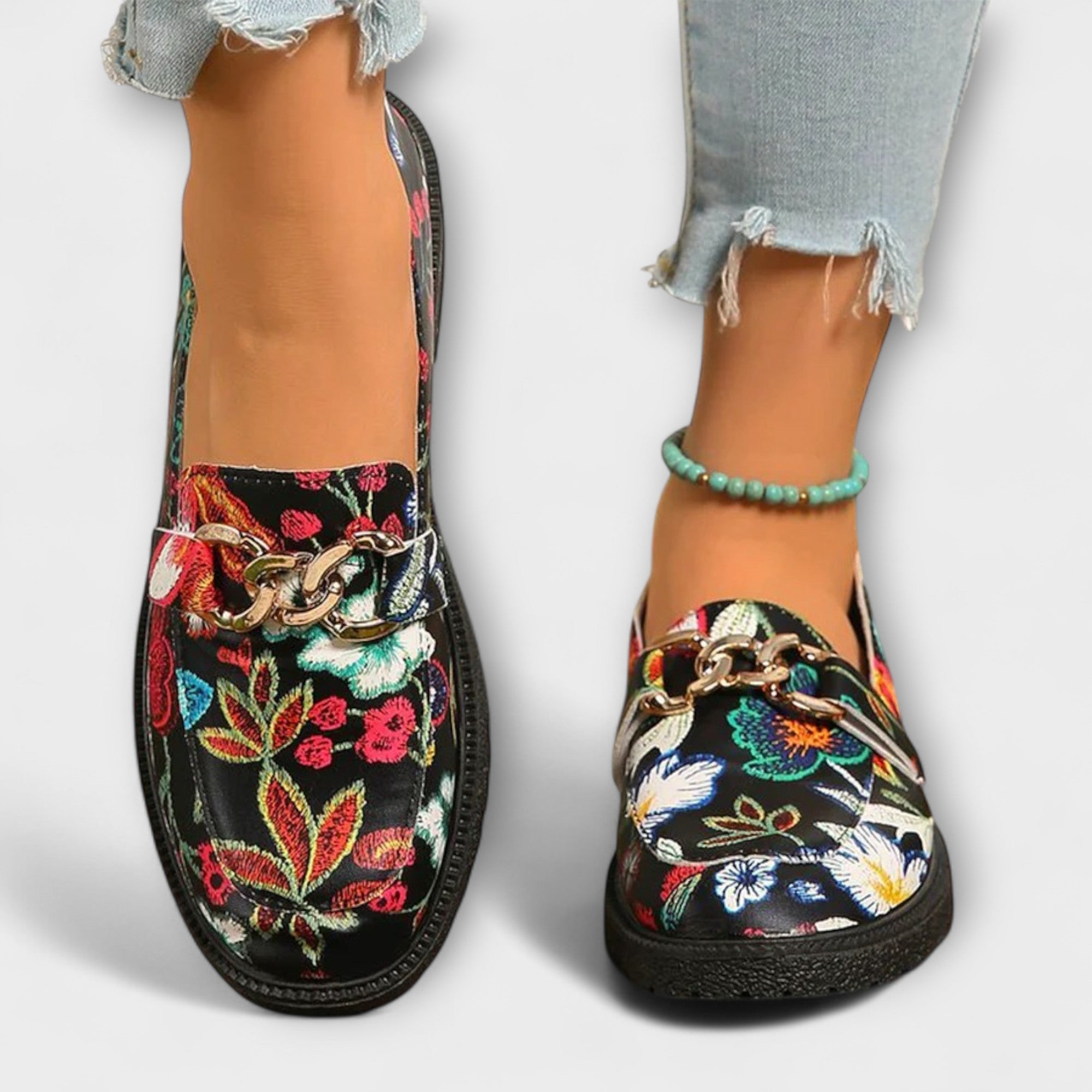 Orla – Multikleurige Instappers met Bloemenpatroon