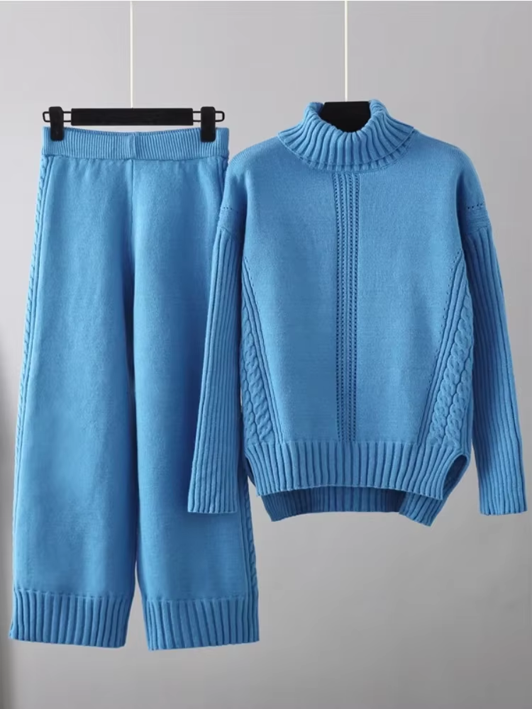 Scarlett | Chic Hoge Hals Gebreide Trui en Losse Broek Set