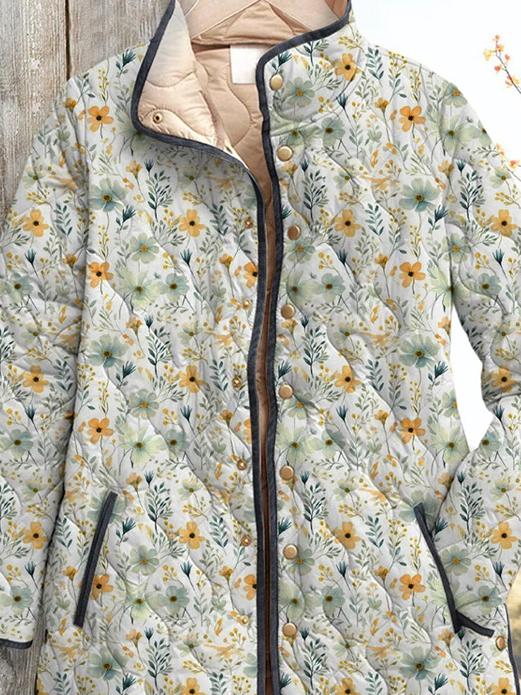 Stijlvol gewatteerd damesjack met bloemendessin