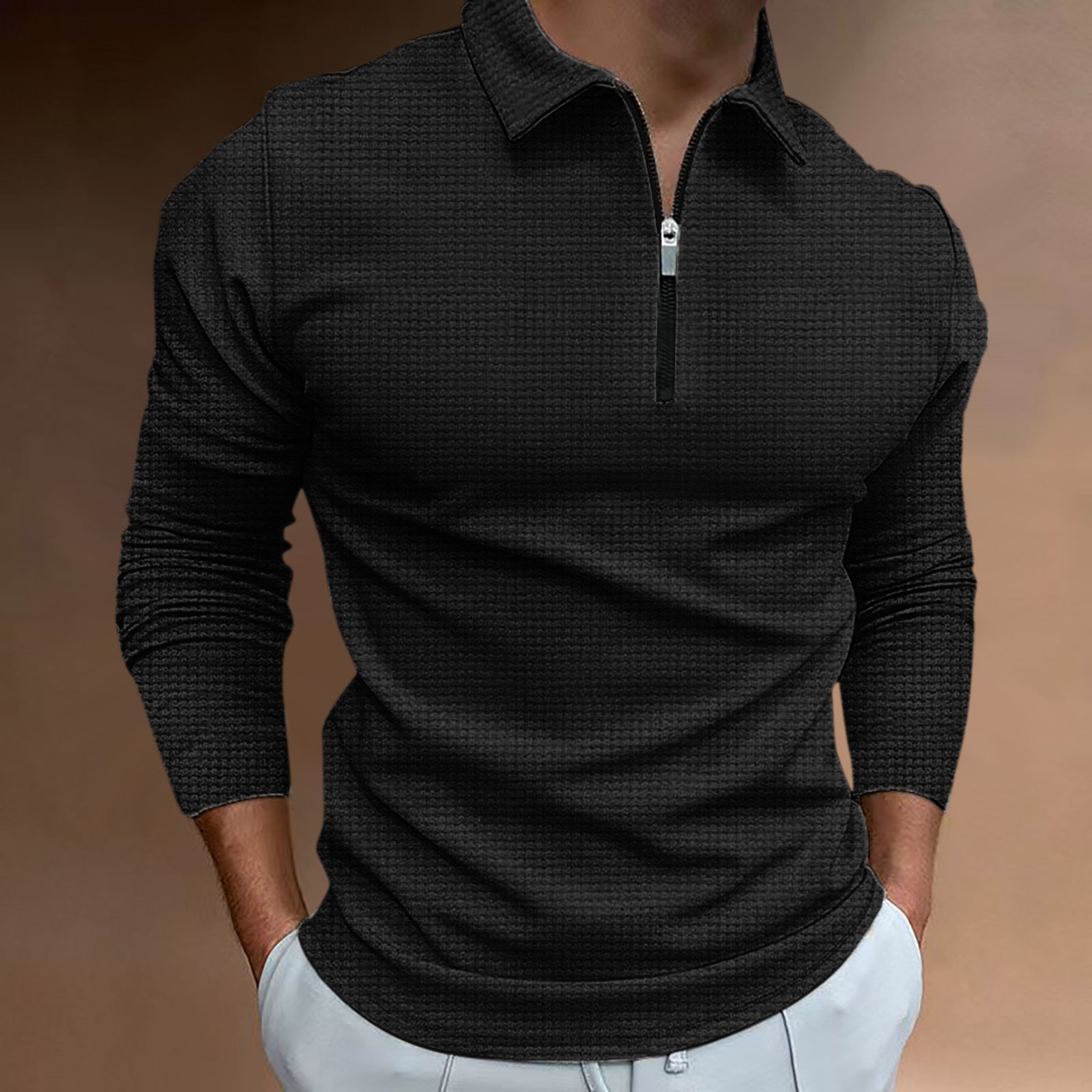 Armando - Heren T-shirt met nieuwe rits en lange mouwen