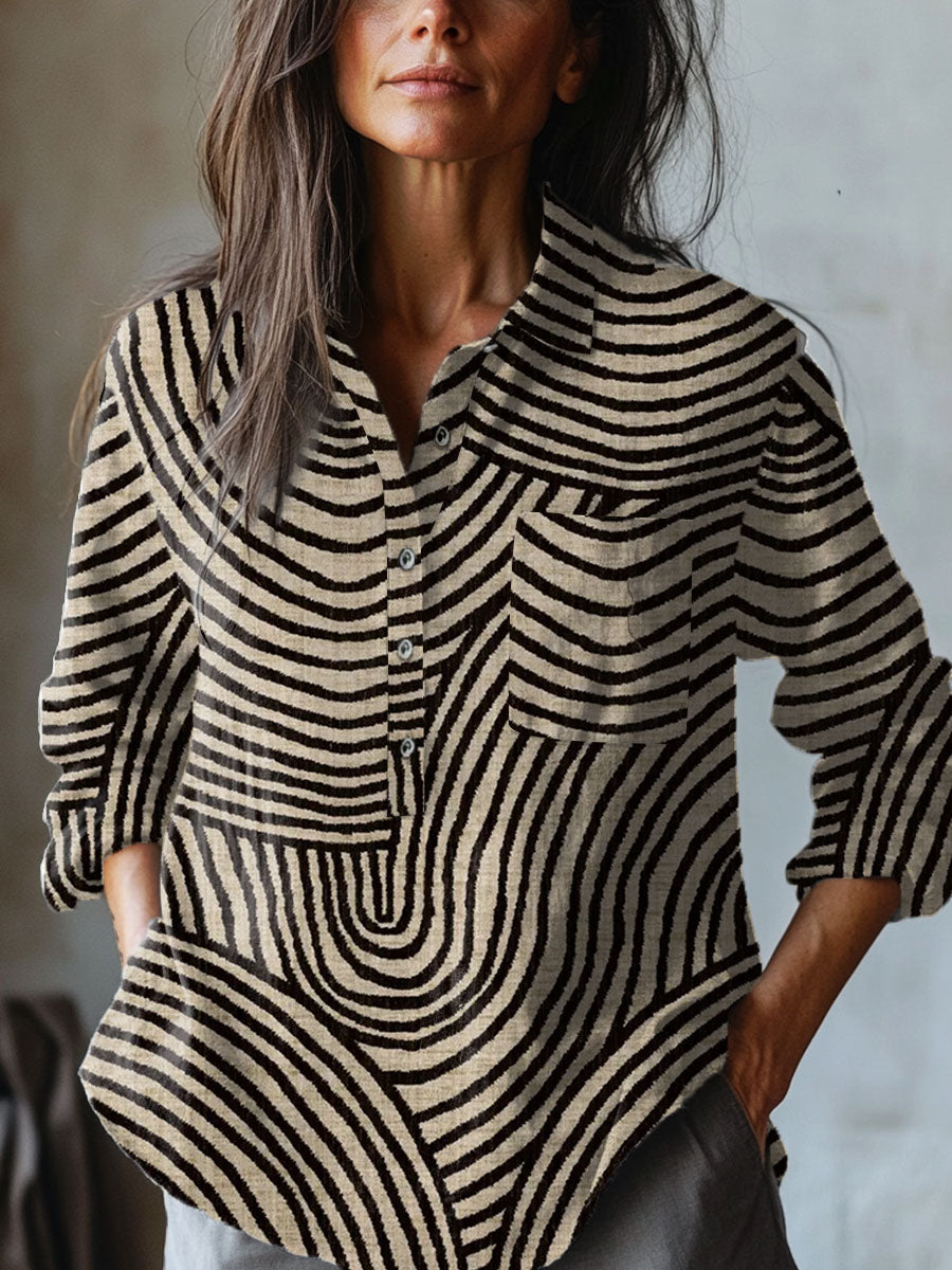 Rita | Abstract Gestreepte Print Shirt