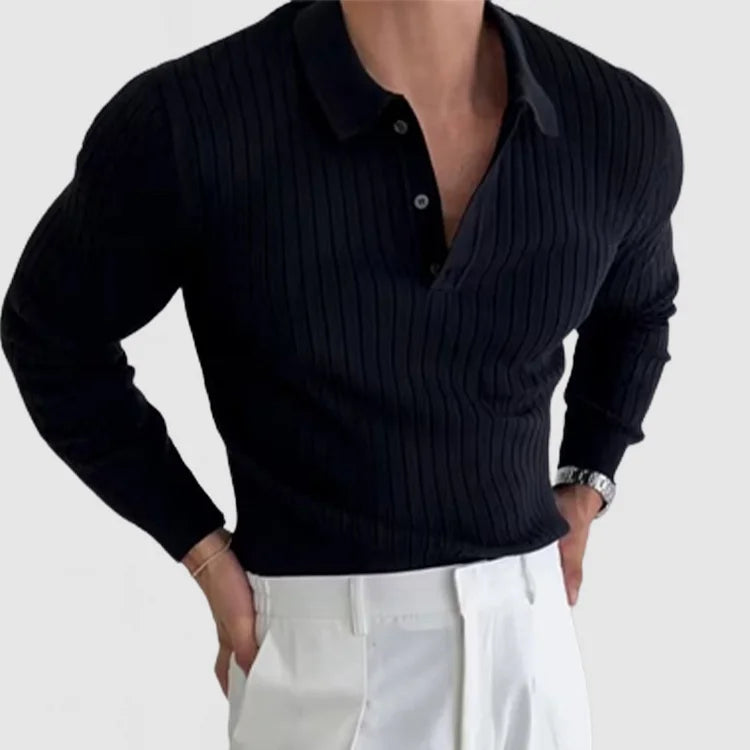 Adam - Poloshirt met lange mouwen voor heren met nekbescherming