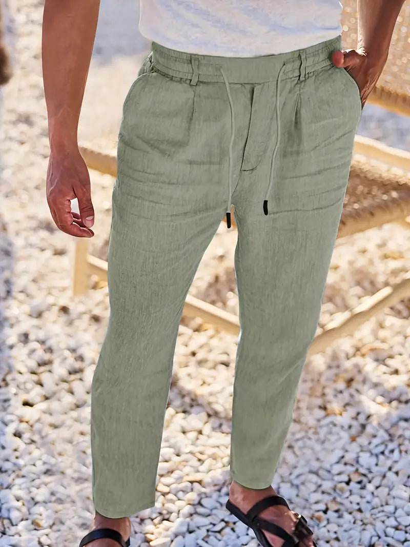 Van Der Waal™ | Linnen Broek met Trekkoord