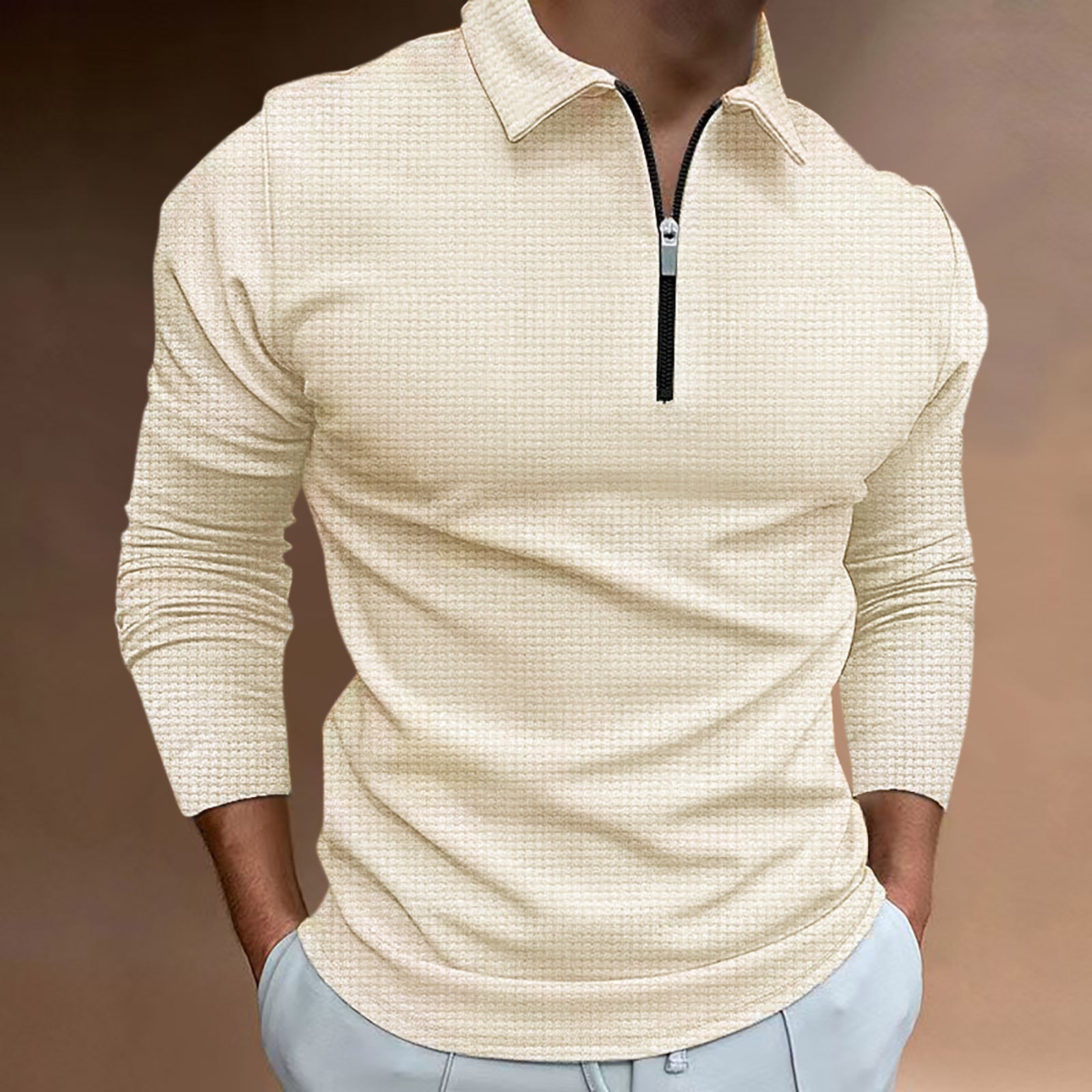 Armando - Heren T-shirt met nieuwe rits en lange mouwen