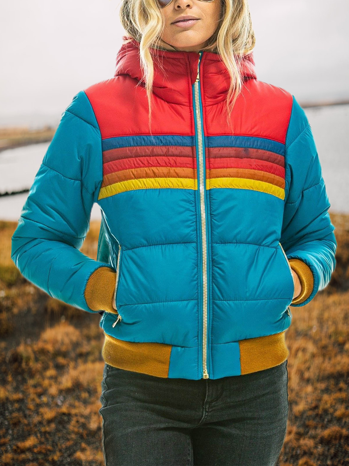 Aurora – Retro Regenboog Pufferjas