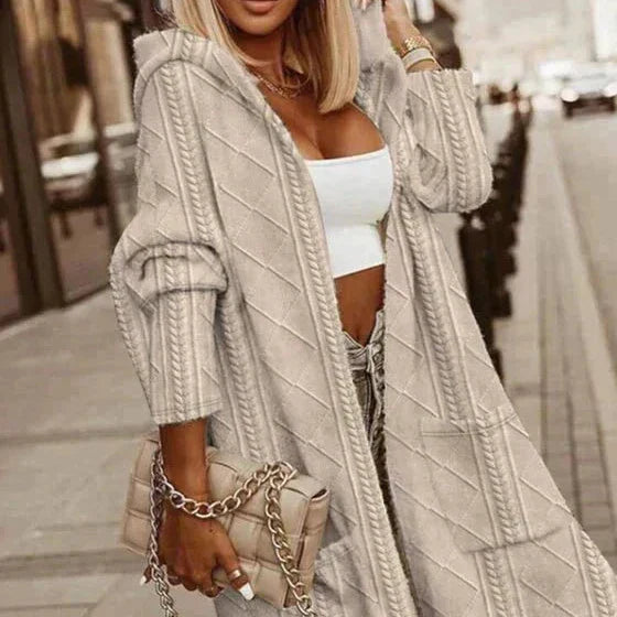 Elise | Lange Gebreide Cardigan met Capuchon