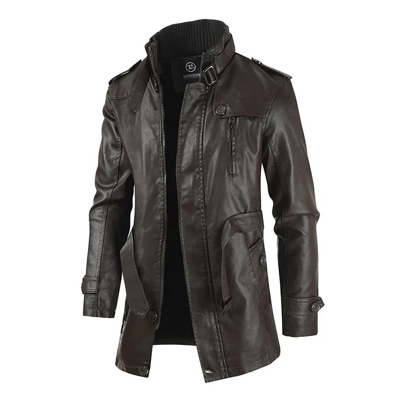 Stan | Elegante lange leren bikerjas