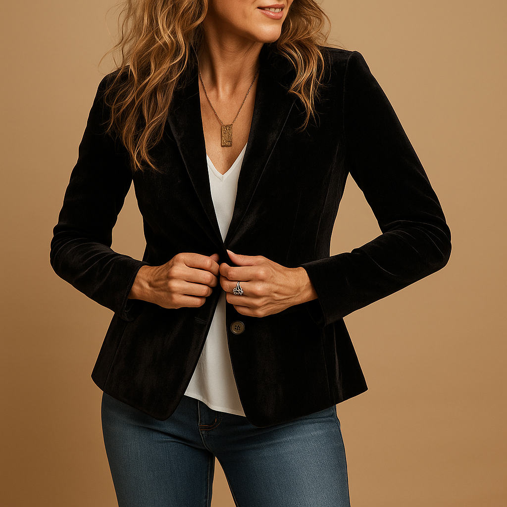 Rivka | Retro Slim Fit Blazer met Revers en Zakken voor Dames