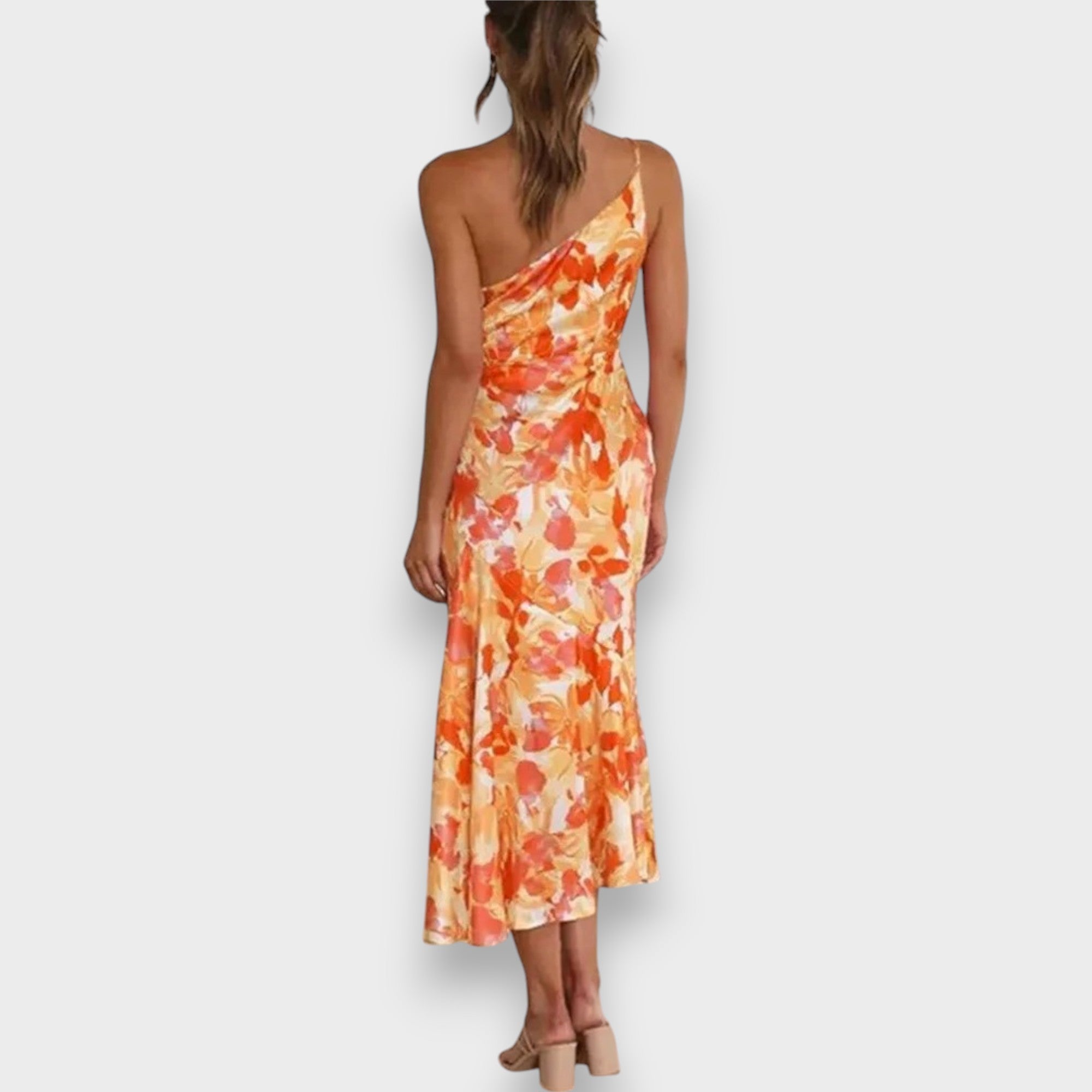 Celie | Eenvoudige Bloemige One-Shoulder Jurk